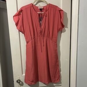 Universal Thread Coral Lace-Up Mini Dress